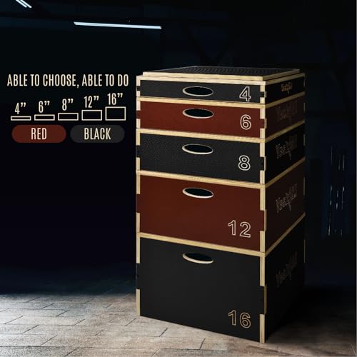 Black 4-Inch Wooden Plyometric Box for Jump Training - Adjustable & Non-Slip