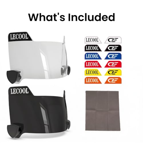 Football Helmet Visors 2 Pack Clear + Black Clips Wide Vision Fit