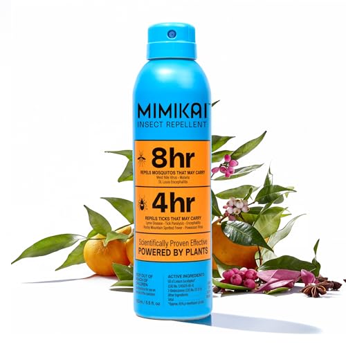 Mimikai Mosquito & Tick Repellent Spray- DEET-Free Naturally Derived Bug Spray for Adults & Kids (2+) - EPA-Registered Insect Repellent- 8-Hour Mosquito & 4-Hour Tick Protection, 5.5oz