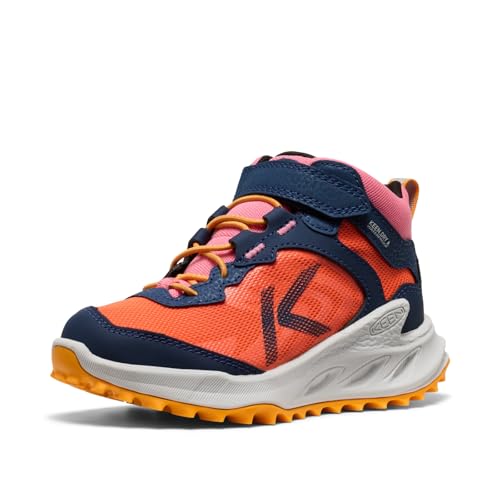 KEEN Kids Zionic Mid Height Waterproof Hiking Boots - Naval Academy/Nasturtium, Big Kid