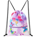 Kids Drawstring Backpack with Zipper Pocket - WAWSAM Gym/Swim Cinch Bag, Butterfly Variation
