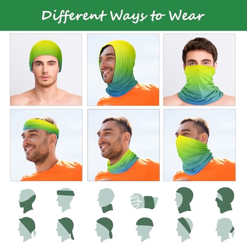 Geyoga 6 Pack Cooling Face Bandanas Neck Gaiters for Men - Gradient Color