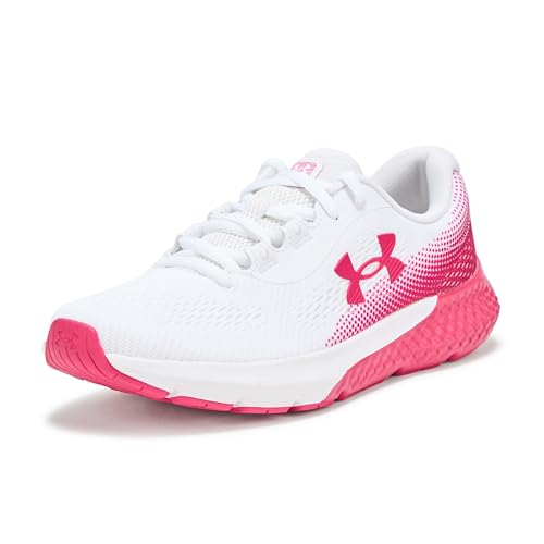 Under Armour Women's Charged Rogue 4 Running Shoes - White & Shaded Fuchsia, Size 6