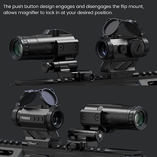 VOTATU M3X Red Dot Magnifier 3X with Flip Mount & Adjustable Focus