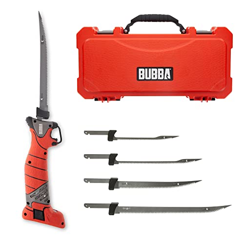 BUBBA Pro Series Lithium-Ion Electric Fillet Knife with Non-Slip Handle, 4 Ti-Nitride Blades & Charger