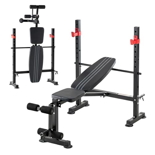 NEWBULIG Adjustable Weight Bench Set - Foldable Heavy Duty 650LBS Black