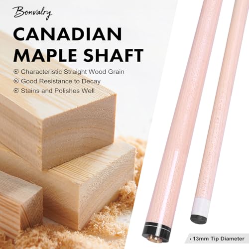 58-Inch Pool Cue Set of 4 with Maple Shafts and 13mm Tips for Billiards