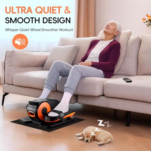 Under Desk Elliptical Machine for Seniors - Quiet Portable Pedal Exerciser with Remote and 12 Speeds