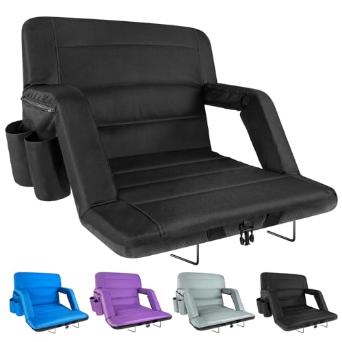 Yeyeeyyee Extra Wide 25-Inch Stadium Bleacher Seat with Back Support & Cushion, Waterproof Folding Chair