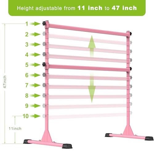 Pink 4ft Adjustable Freestanding Ballet Bar for Kids & Adults - Heavy Duty Dance & Yoga Equipment