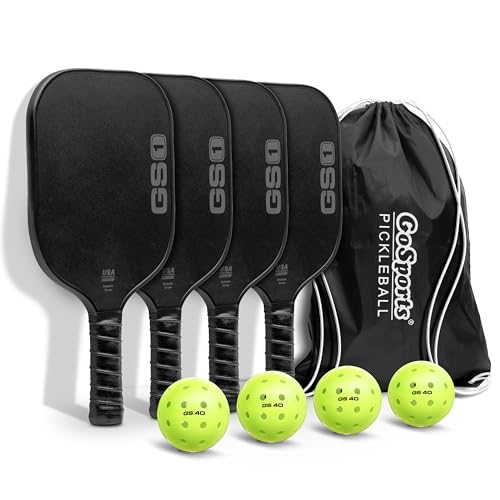 GoSports USAPA Approved 4 Pack Fiberglass Pickleball Paddles for Tournament Play