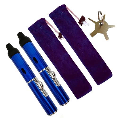 Refillable Long Torch Lighter with Windproof Jet Flame - Adjustable Gas, 2 Pack Blue