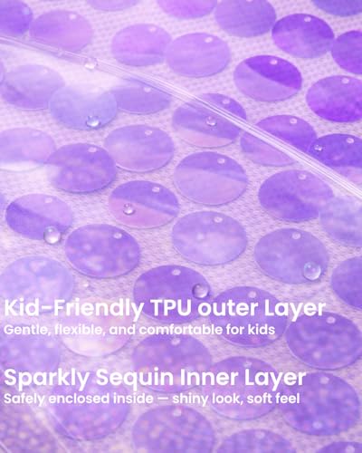 Girls 3T Purple Sequin Waterproof Raincoat Hooded Outwear - Reusable