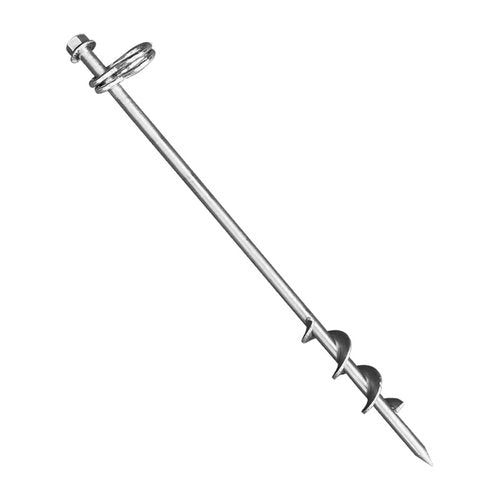 Ground Anchors Screw in - 16 Inch Set of 6 - Tent Stakes Heavy Duty Double Arbitrary Direction Galvanized Kits for Swing and Trampoline Set High Wind Solid Metal Hex Head Dog Tie Out Stake (6)