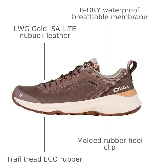 Oboz Women's Cottonwood Low B-Dry Hiking Shoes - Fig, Size 7