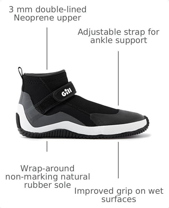 Gill Aquatech Neoprene Water Shoes for Water Sports, 10-10.5 Black