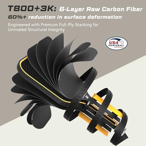 YVMOVE 16mm T800 Carbon Fiber Pickleball Paddle Obsidian USAPA Approved