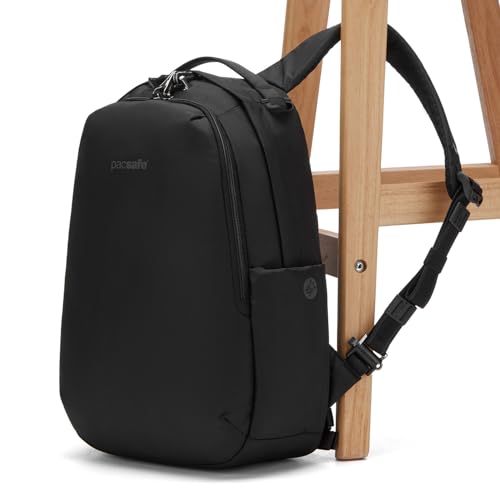 16L Anti-Theft Travel Backpack with Lockable Zippers & RFID Blocking - Jet Black