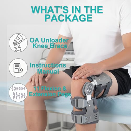 DouKOM Right Unloader Knee Brace for Osteoarthritis Pain Relief, Adjustable Hinged Support, Offloads Bone-on-Bone Pressure
