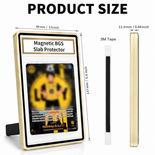 Gold BGS Card Case with Foldable Metal Stand for 35PT Graded Cards UV & Bumper Protection