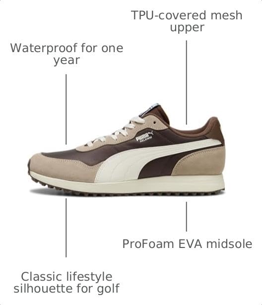 Puma Helsinki Men's Golf Shoes Fudge Birch White Size 11 - Classic Lifestyle Golf Footwear