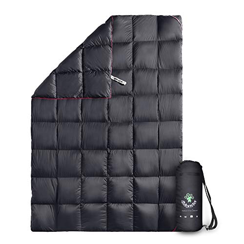 4Monster Down Camping Blanket Grid-Black 54x80 Ultralight Waterproof Puffy Quilt