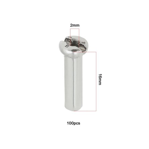 ECSiNG 100Pcs Bicycle Spoke Nipples Fit for 14G / 2mm Dia Spoke Mountain Road Bike Silver Steel 16mm Long Cycling Replacement Accessories