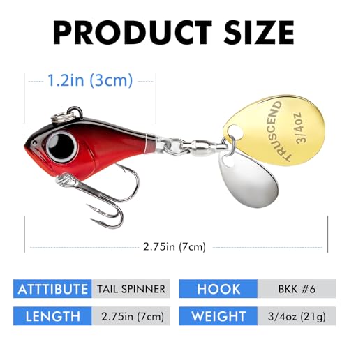 A4 3/4oz 21g Fishing Spinner Bait for Freshwater Saltwater Trout Bass
