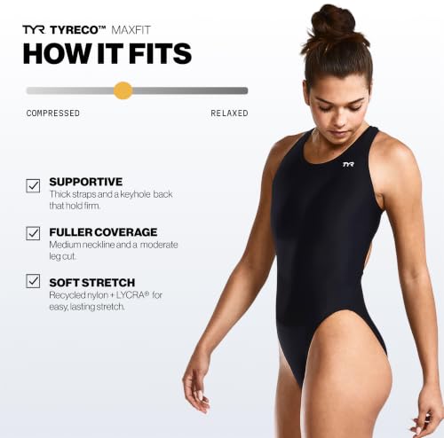 TYR Solid Maxfit Swimsuit - Navy / 42 - Women's One Piece Swimwear