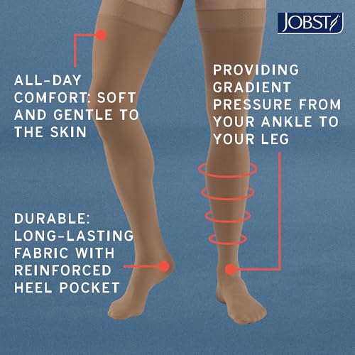 JOBST Relief 20-30 mmHg Knee High Compression Stockings Large Black Closed Toe