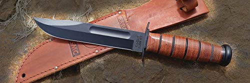 Full Size US Marine Corps Fixed Blade Knife with Leather Sheath - 11.88 Inch
