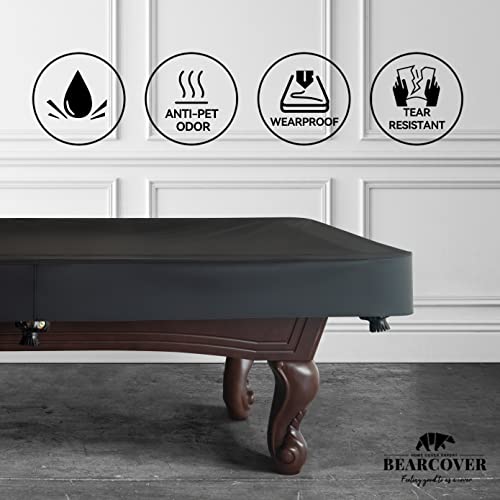 Heavy Duty Leatherette Pool Table Cover 9FT Waterproof & Tearproof - Black Charcoal