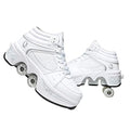 Wedsf White High-Top 2-in-1 Deform Roller Skates with Removable Pulleys, Size 7.5