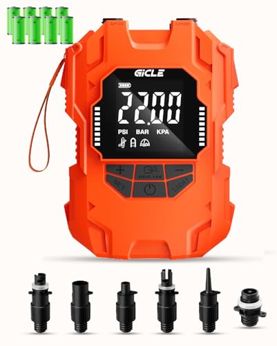 Gicle Rechargeable Electric Paddle Board Pump Black-Orange 22PSI SUP Inflator with Dual Power & Auto Shut-Off