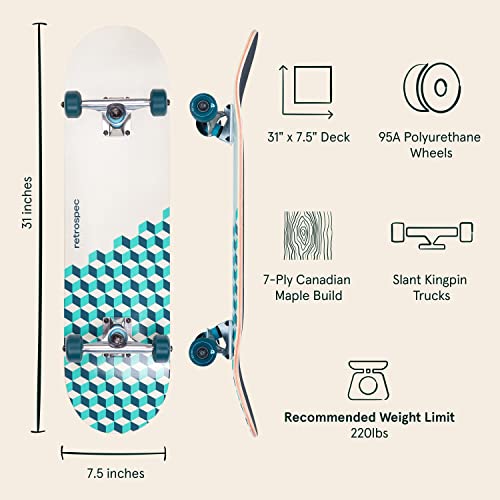 7.5-Inch Marine Isometric Skateboard Deck - Compact Cruiser & Trick Board