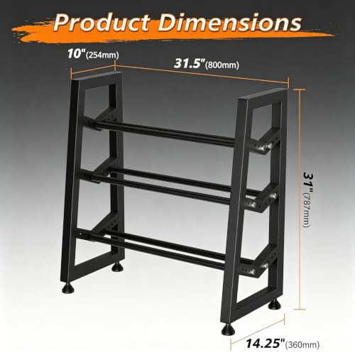 Adjustable 3-Tier Dumbbell Rack for Home Gym Storage - Heavy Duty Steel