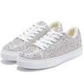 White Sparkly Rhinestone Sneakers for Women - Bedazzled Platform Bling Shoes, Party & Wedding Outfit 8