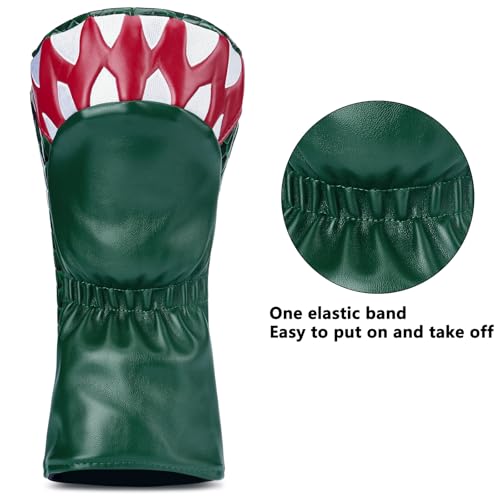 Golf Club Headcover for Driver Tyrannosaurus Rex Cartoon Dinosaur Design - Green