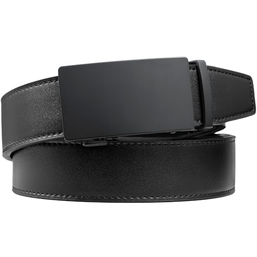 Founders & C Men's Leather Ratchet Belt 1 3/8" Black, Adjustable Waist 36-42"