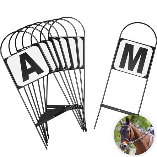 Soaoo Dressage Arena Markers Set - 8 Black Steel Letters A B C E F H K M for Equestrian Training