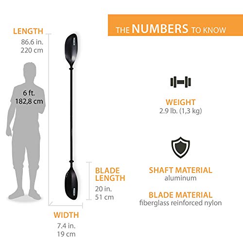 Lifetime Lite Elite Kayak Paddle 86.6 Inches Black Double-Sided Lightweight
