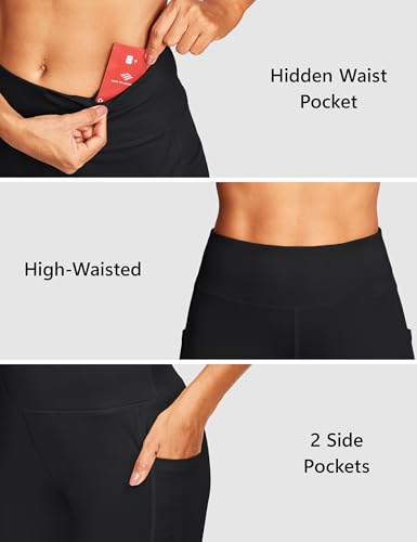 ISEEGZ Capri Pants for Women with Pockets - 14-Inch Inseam Black XL