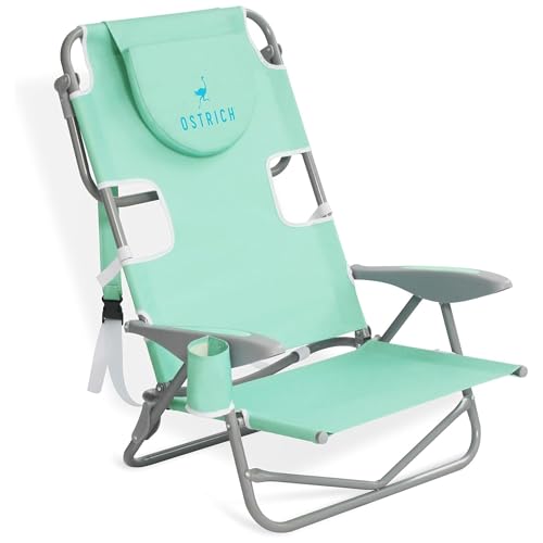 Ostrich Heavy-Duty Backpacker Outdoor Beach Chair - Teal, Portable Lounger