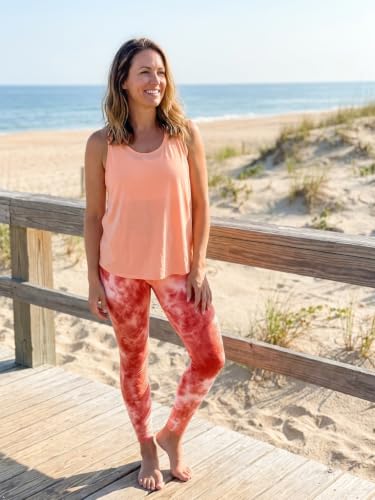 Full Length High Waist Leggings for Women with Pockets - Large X-Large Brick Red