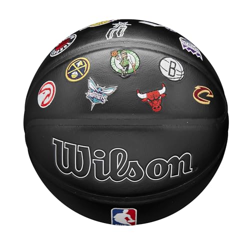 NBA Team Series Basketball - Synthetic Leather, Size 7, Indoor & Outdoor - Black with Logos Variation of Black / Size 7 - 29.5" / Collector Ball