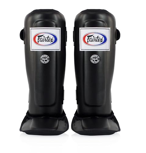 Fairtex Lightweight Muay Thai MMA Shin Guards Medium Black - Articulated Padding