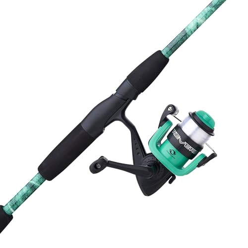 Shakespeare Reverb Mossy Oak Spinning Reel and Fishing Rod Combo Kit, 5'6" 2-Piece Rod, Durable Tubular Glass Rod Blank Construction, EVA Handle