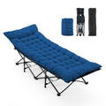 OLIXIS Foldable Camping Cot with Pad - Heavy-Duty Portable Bed, Modern Blue