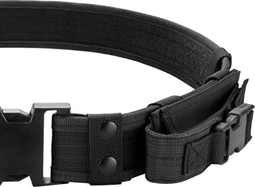 Black Tactical Utility Belt 34-44 Inches with Removable Pouches and Heavy Duty Buckle