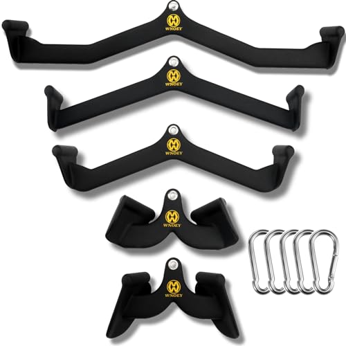 5 Pcs Lat Pulldown Attachment Set with Handles & Hooks for Cable Machines - Home Gym